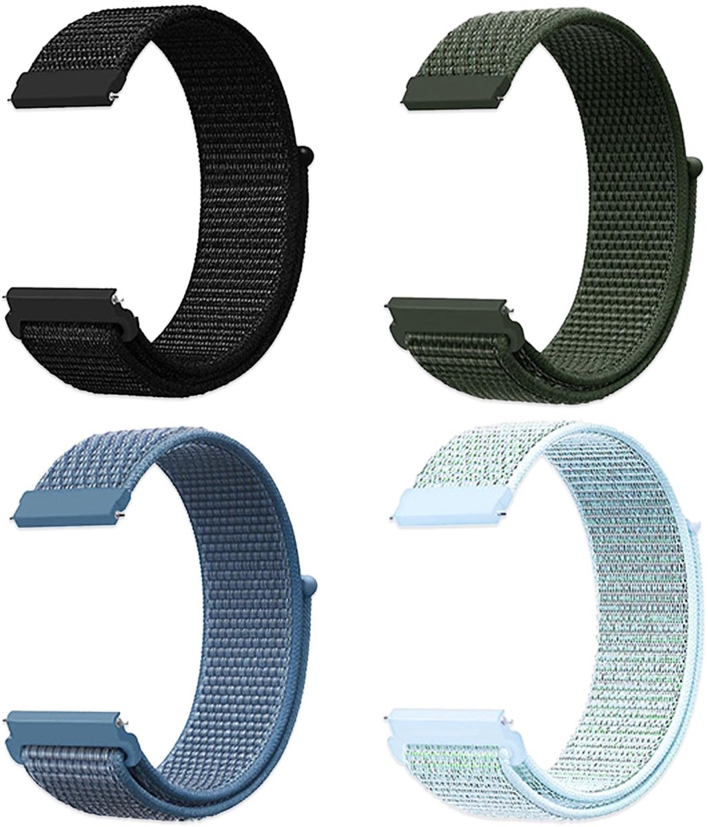 4 stuks 22mm/20mm snelspan elastische nylon horlogebandjes