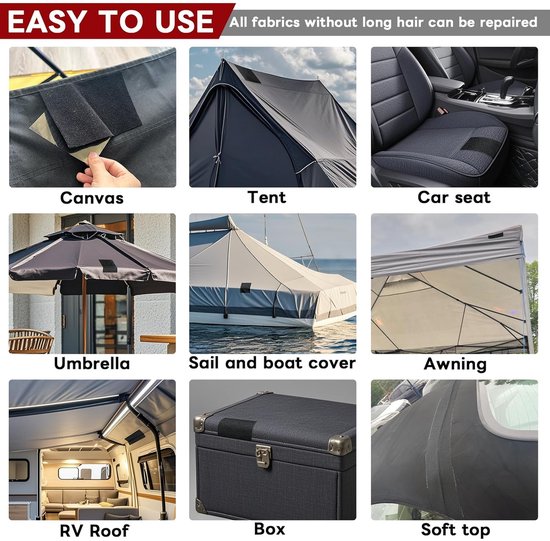 Tent Tape - Zelfklevend - Reparatietape - Reparatietape voor zeildoek - Herstellijm Patch Voor Kleding - Reparatiedoek - Waterdicht - Voor luifel, zeil, boothoezen en tenten - 10CM x 2M van Merkloos — afbeelding 2