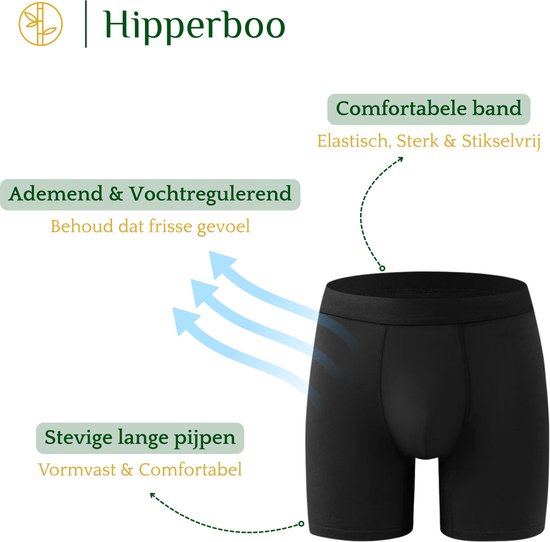 Zwarte Hipperboo boxershort met ademende en vochtregulerende stof, comfortabele band en stevige pijpen.