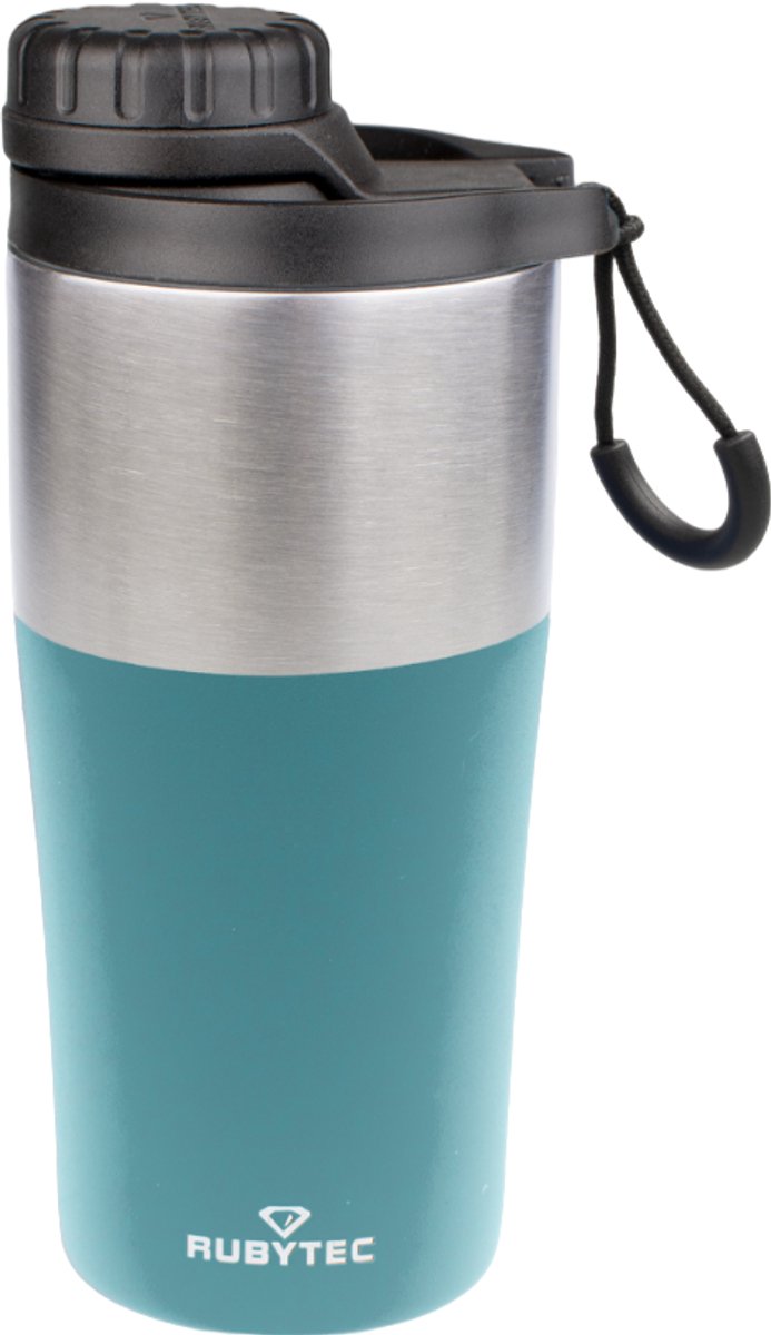 Rubytec Shira Bigshot - 350 ml - Thermosbeker - Koffiebeker To Go - Vacuüm Drinkfles - Thermosfles - Waterfles - RVS Drinkfles - Urenlang Koud of Warm Drinken - Lekvrij - BPA-vrij - Turquoise
