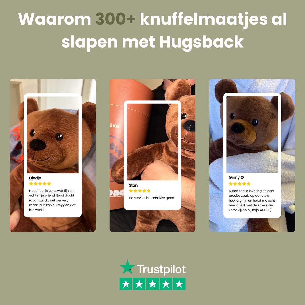 Hugsback 2 kg Verzwaringsknuffel Beer – Verzwaarde Knuffel 45cm – Weighted Stuffed Animal – Zware Knuffel tegen Stress & Angst – Sensorisch Speelgoed – Knuffelbeer voor Kinderen & Volwassenen — afbeelding 20
