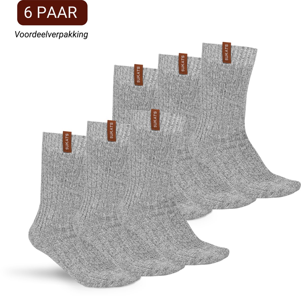 Sukats® The Norwegians Premium Deluxe - Noorse Sokken met badstofzool - Maat 47-50 - 6 Paar - Heren - Werksokken - Nordic Socks - Warme Sokken - Wintersokken - Wollen Sokken - Scandinavische Sokken - Verwarmde Sokken - XXL