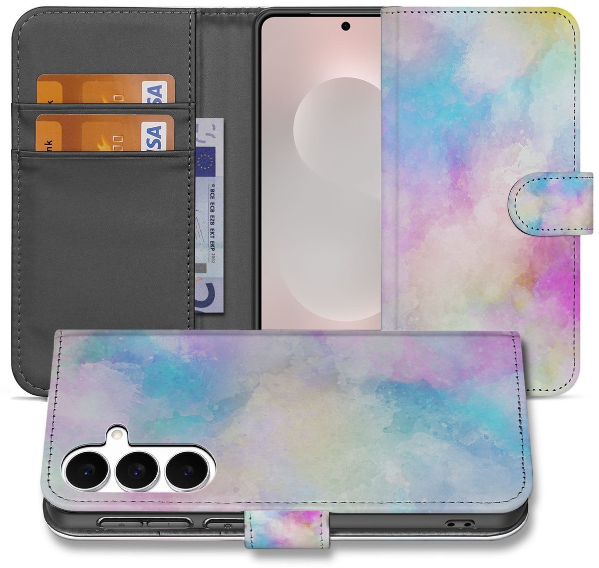 Samsung Galaxy S25 FE Bookcase Hoesje Met Pasjeshouder Watercolor Light