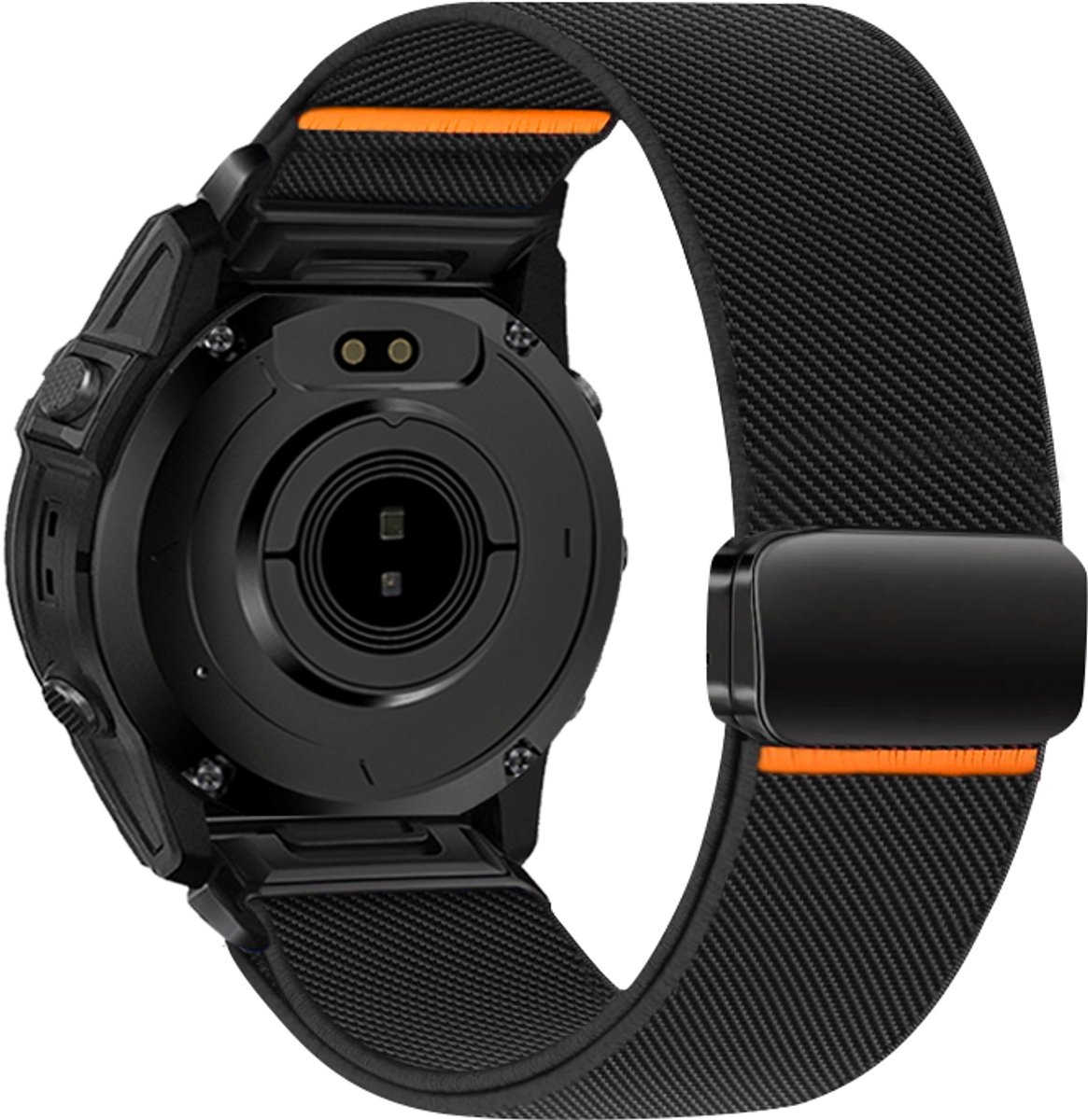 Stravo Nylon Bandje met Magneet voor Garmin Fenix 5x (Plus) Fenix 6x (Pro) Fenix 7x (Pro-Sapphire-Solar) Garmin Fenix 8 - 51mm Enduro 1-2-3 - Quickfit 26mm band voor Garmin smartwatches - Stevig & Verstelbaar Horlogebandje Horlogeband - Zwart