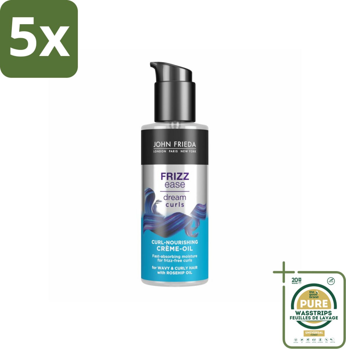 5 x John Frieda – Haarolie – Dream Curls Curl Defining Crème Oil – Krulverzorging – 100 ml - Grootverpakking - Koffiezetapparaat
