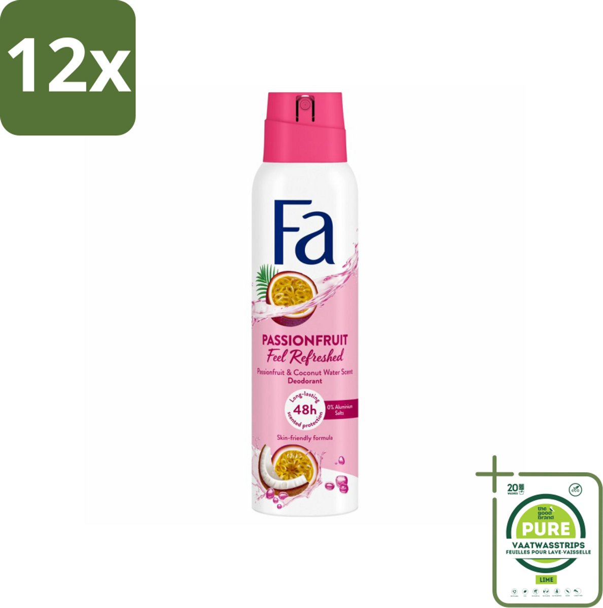 Fa – Deodorant Spray – Passion Fruit – 150 ml - Voordeelverpakking - 12 stuks - Deodorant spray - Passievrucht