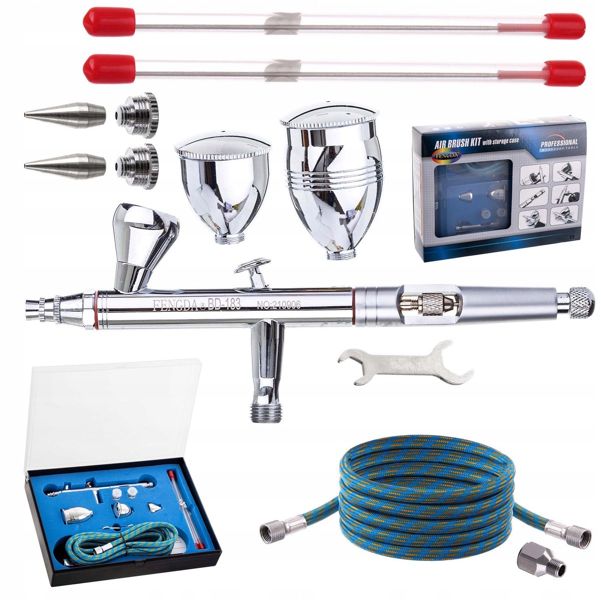 Fengda Aerograaf Set BD-183K - 3x Mondstuk & Tanks