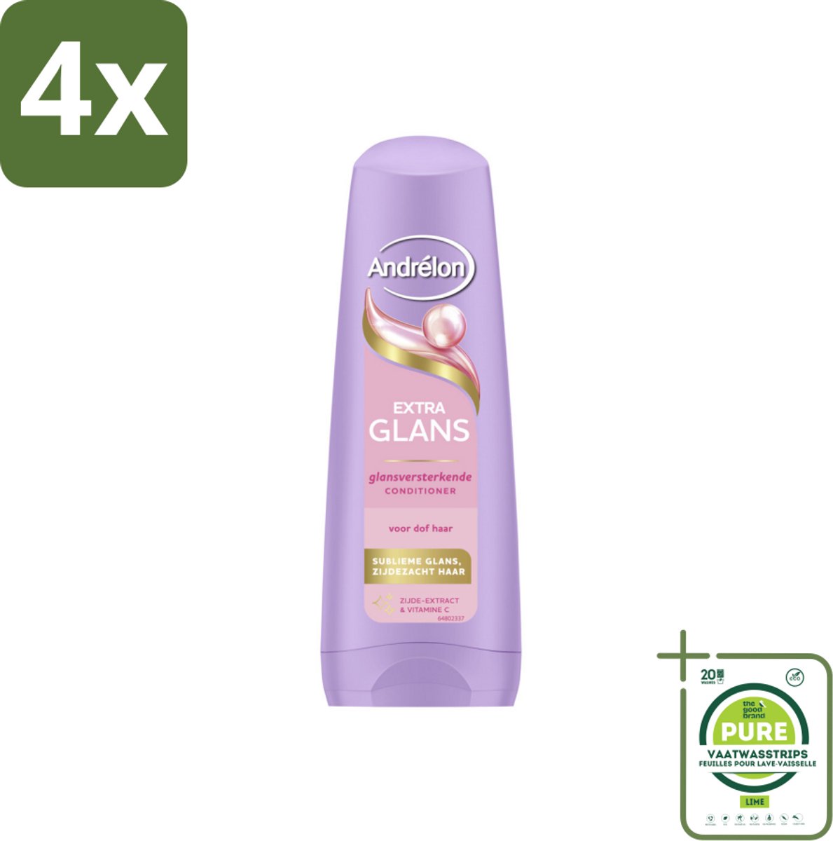 Andrélon – Conditioner – Extra Glans – 200 ml - Voordeelverpakking - 4 stuks - Glans - Haar verzorging