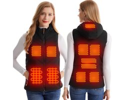MEETHOO Verwarmd Vest Dames | Gewatteerde Elektrische Bodywarmer | Verwarmde Bodywarmer | USB | Powerbank niet inbegrepen-Zwart-XXL