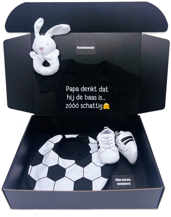 Kraamcadeau jongen - exclusief kraamcadeau me zwarte romper, slabbetje speen babyschoentjes - rechtstreeks verzenden mogelijk van Ah, welkom. — afbeelding 5