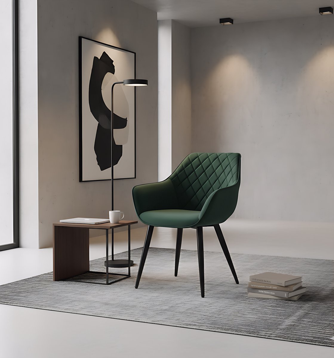 Eetkamerstoel met Armleuningen – Luxe - 62x41x84 cm - Luxe Groene Fluwelen Keuken- & - Medahomestore