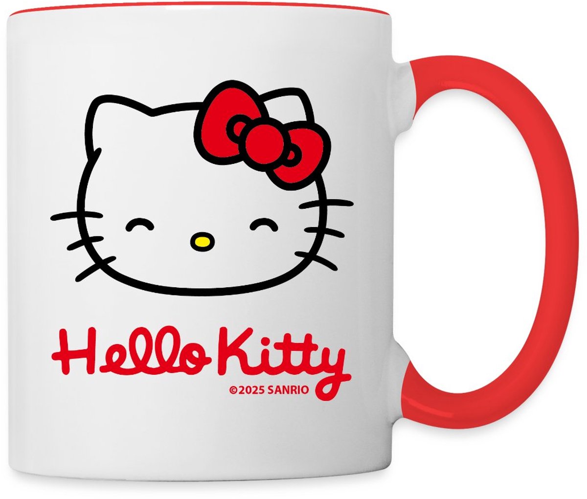 Hello Kitty Lacht Met Hello Kitty-Letters Mok Tweekleurig