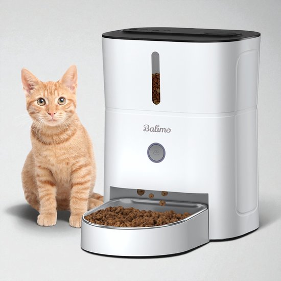 Balimo Automatische Voerbak Kat en Hond - Voerdispenser - Voerinhoud 3L - Voerautomaat - Voerautomaat Dispenser - Wit