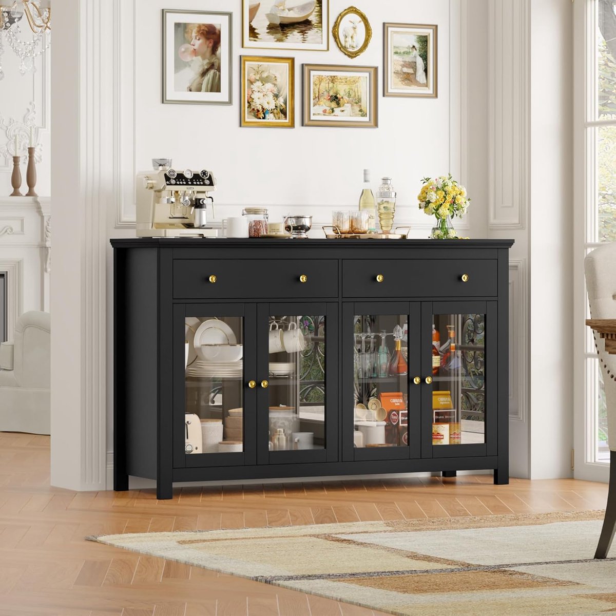 Dressoir Modern 140 cm – - Zwart - 140 cm – Keukenkast & - Medahomestore