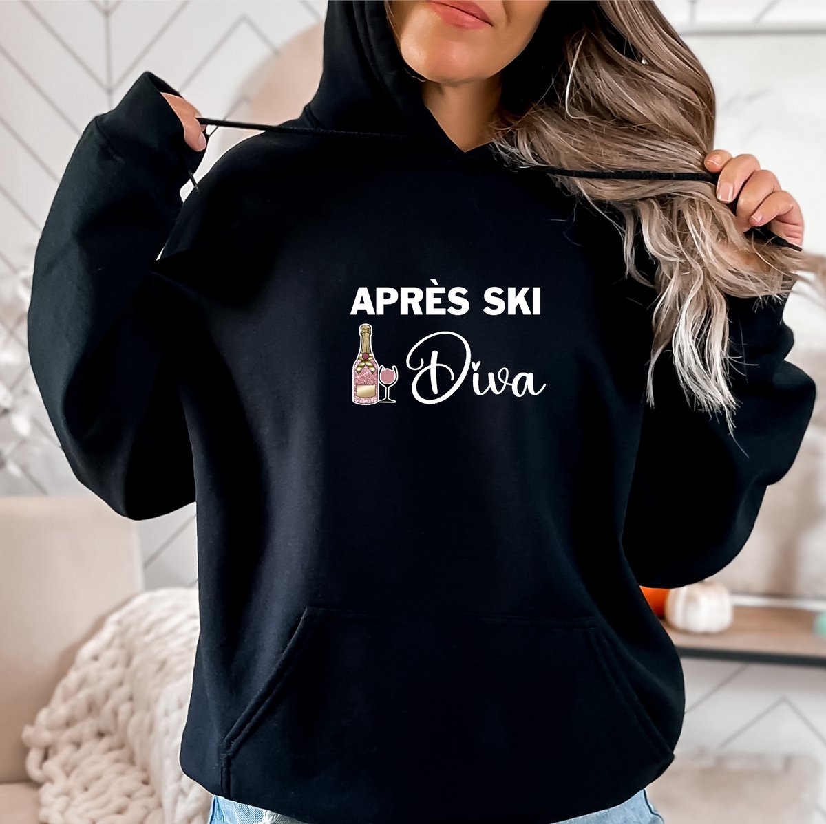 Zwarte Hoodie Apres ski Diva Heerlijke hoodie voor de wintersport- Apres ski.