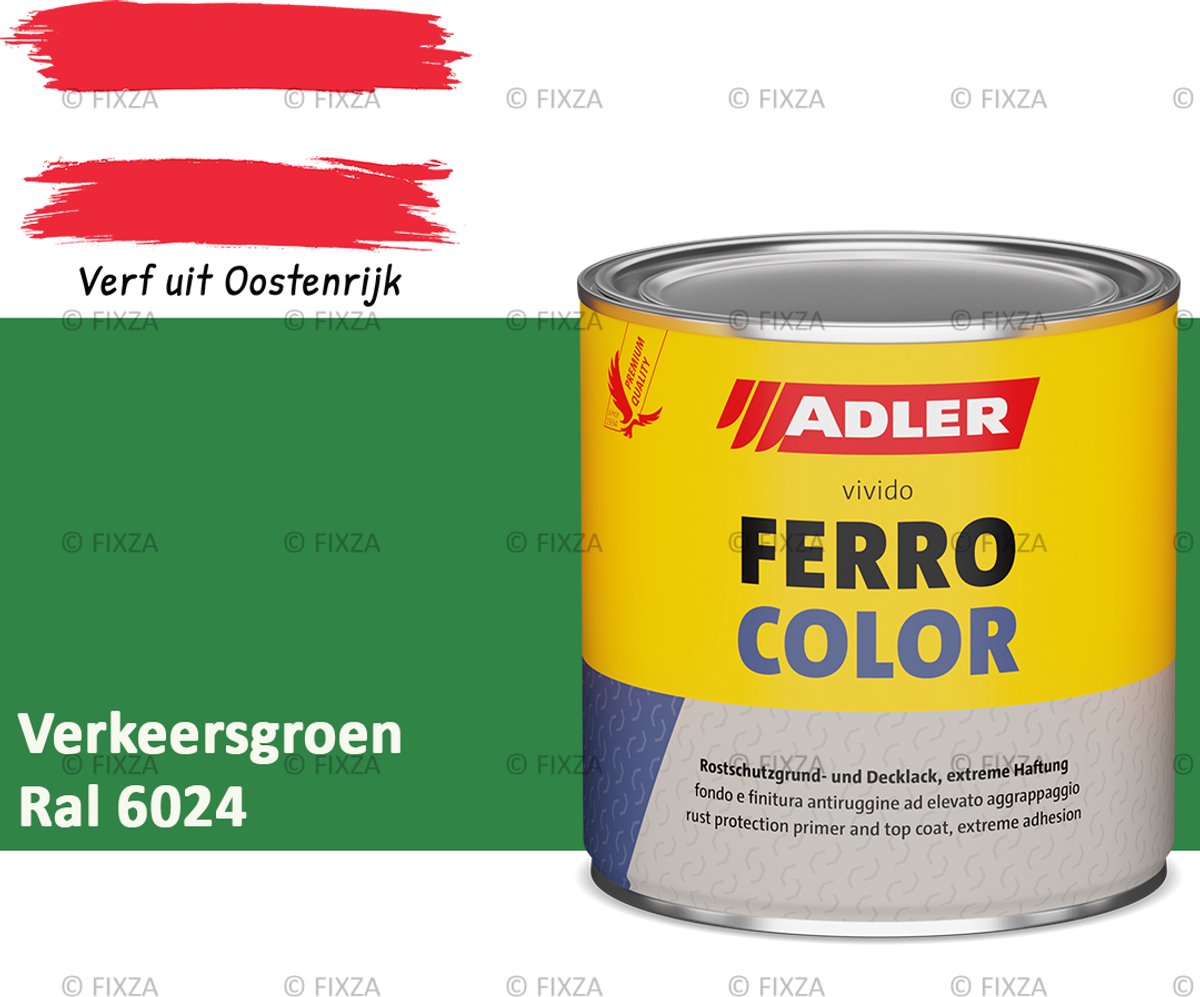 ADLER Ferrocolor 3in1 roestwerende verf – 0,75 Liter – Verkeersgroen – Grondverf en aflak in één – Voor binnen & buiten – Voor ijzer, staal, zink & aluminium – Milieuvriendelijk – Zonder primer