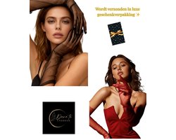 Scarlet Whisper Duo – Rode & Zwarte Sexy Mesh Handschoenen Set voor Dames – Lange Transparante Lingerie Handschoenen – Verleidelijk Erotisch Accessoire voor Avondjurk, Clubwear & Fotoshoot – Dare to Undress