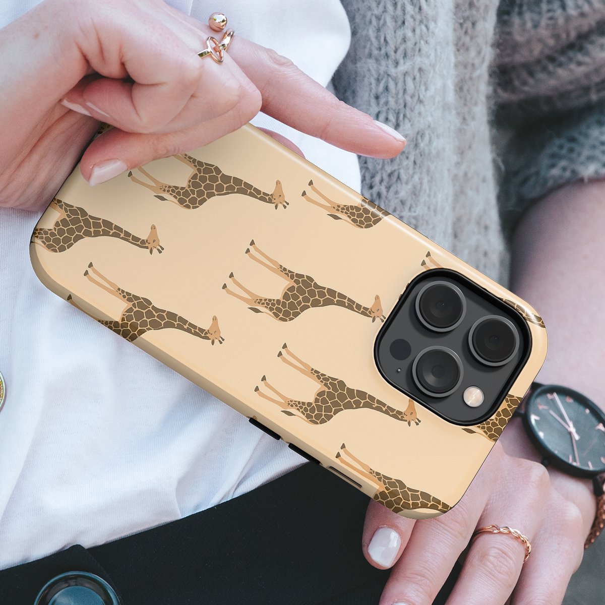 DripCase Luipaard Hoesje geschikt voor iPhone 15 Pro | Backcover met Mag | Hoesje met Dierenprint geschikt voor iPhone 15 Pro Giraffe