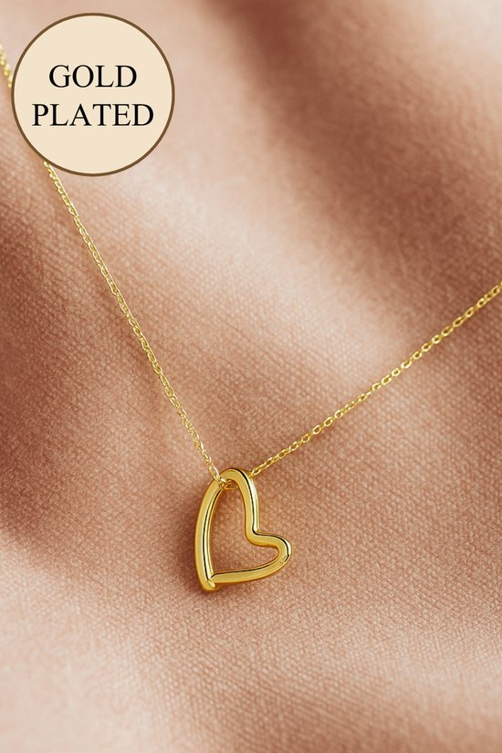 Collier Lundholm Femme Couleur Or Cœur – Acier Inoxydable Premium – Pendentif Cœurs Plaqué Or – 41 + 5 cm – Bijou Femmes Idée Cadeau Luxe Noël – Emballage Cadeau Luxe