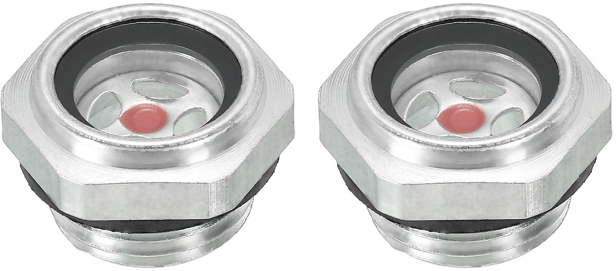 Air Compressor Oil Sight Glass, 2 Pcs G 1/2 Inch Male Thread Aluminum Alloy Oil Liquid Level Meter Air Compressor Parts with O-Ring