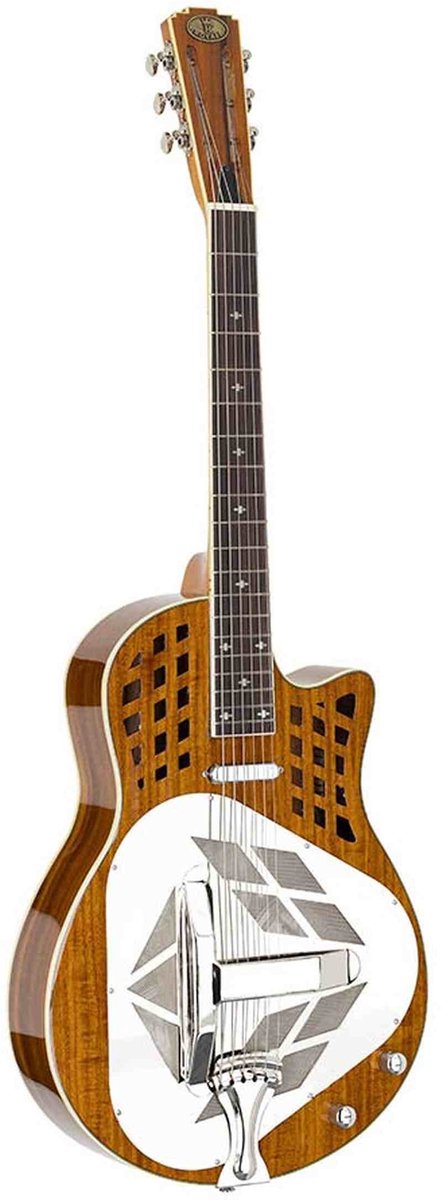 Royall KOA12LS Tricone Resonator 12-Fret – Hawaïaans Koa, Cutaway, Lipstick Pickup, Softcase