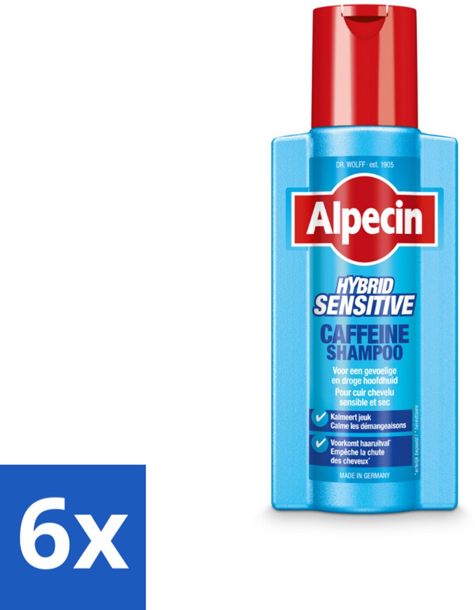 Alpecin - Hybrid - Shampoo - Gevoelige Hoofdhuid - 250 ml - Voordeelverpakking - 6 stuks