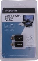 Integral USB to USB-C converter (2-pack)