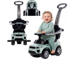 Loopauto kinderauto schuifauto vanaf 1 jaar en duwauto met claxon en muziek, opbergruimte onder de zitting (Salie)