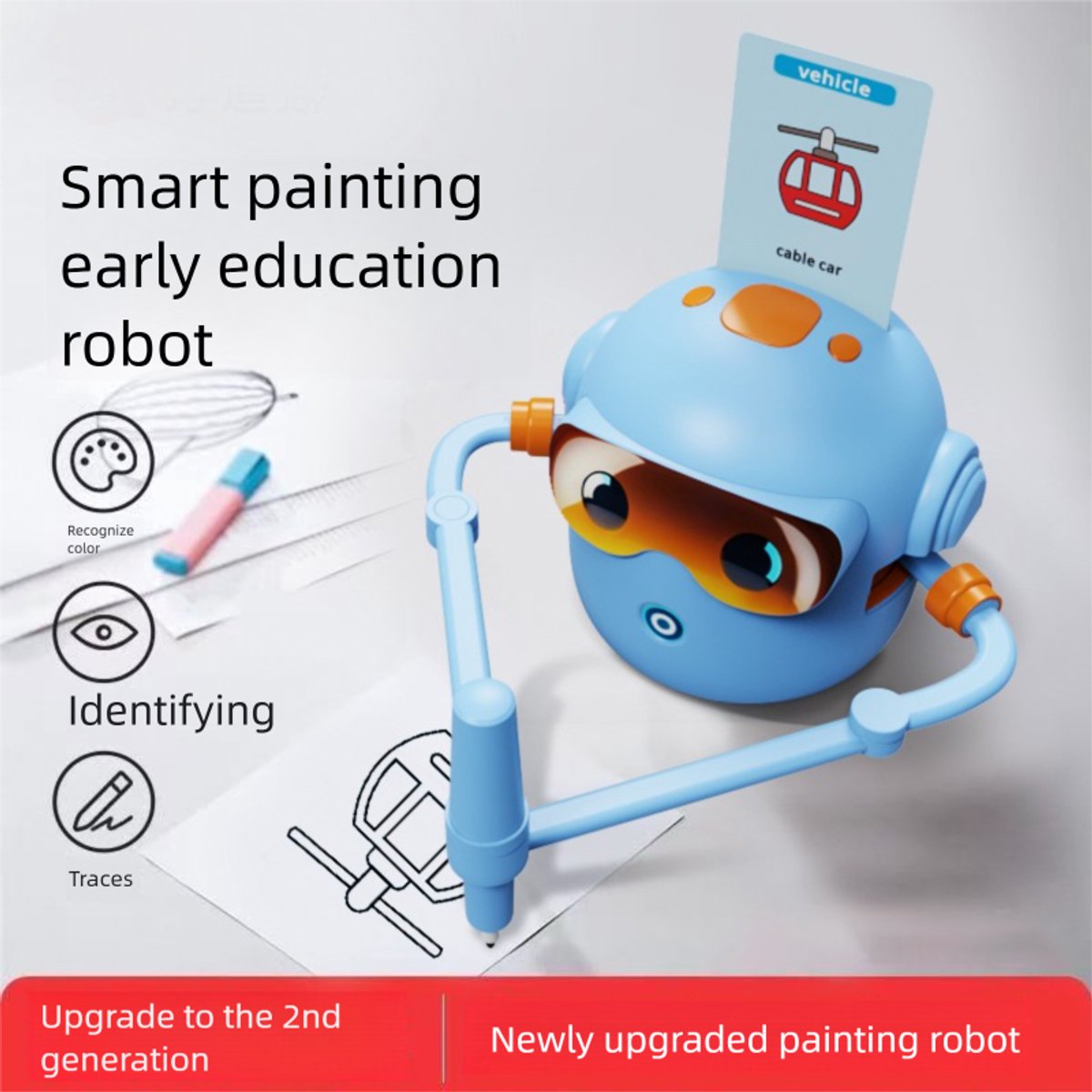 Joyage Teken robot voor kinderen - Tekenrobot Blauw - Leren Tekenen voor kinderen Montessori Speelgoed peuters - Educatief Speelgoed meisjes 3 4 5 6 7 8 jaar - Stap voor stap tekenen kinderen - Robot Speelgoed Motoriek Speelgoed jongens Tekenspullen — afbeelding 2