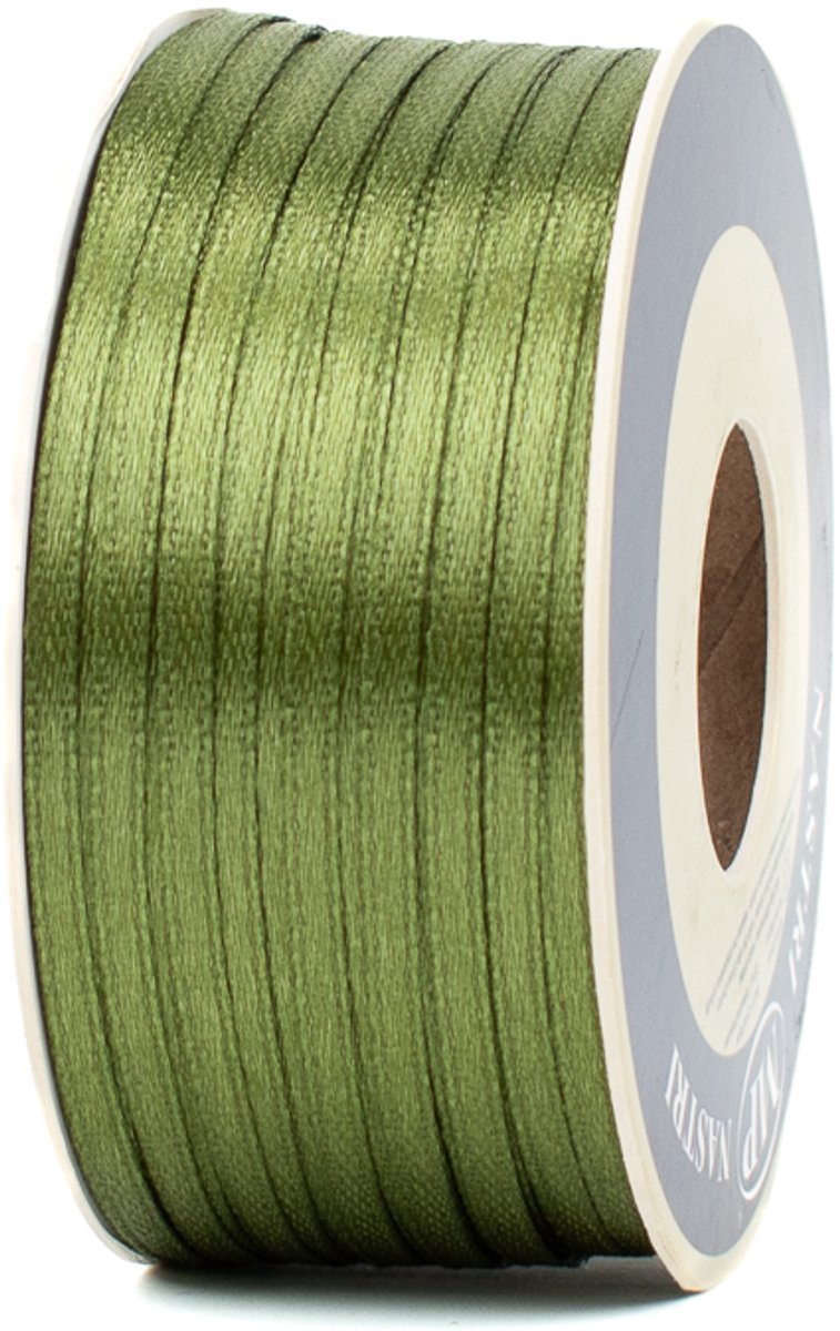 Satijn lint - Cadeaulint - Cadeaulint groen/donkergroen - Inpaklint - 3mm breed - Rol van 100 meter lang - Smal decoratief lint