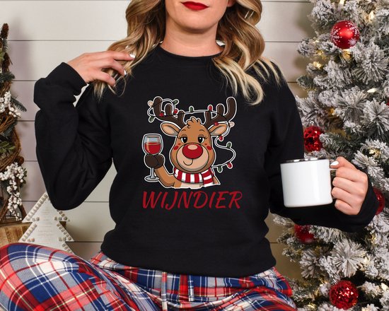 Pull animal vin - Pull de Noël - Pull de Noël moche - Unisexe - Noël - Vacances - Pull drôle - Vin - Père Noël - Noël moche - Taille M