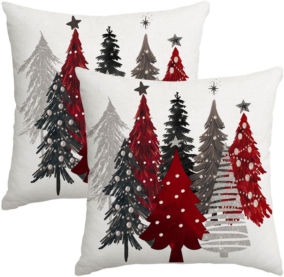 Unyqoos Set van 2 elegante kerstkussenhoezen voor sfeervolle feestdecoratie wit