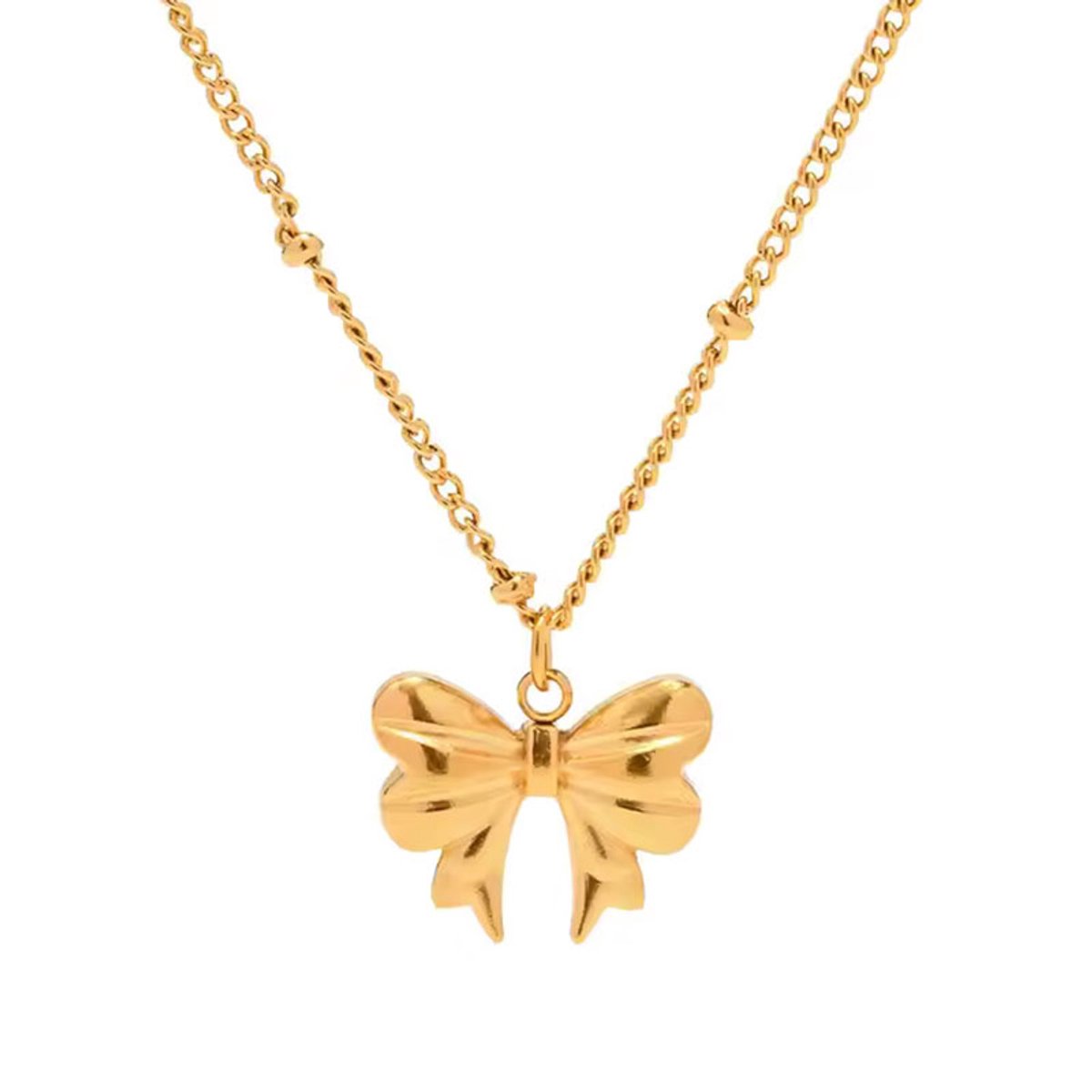 LOUIZ Ketting met strikje - Stainless Steel - ketting strikje goud - dames ketting - Hypoallergeen, nikkelvrij en waterproof