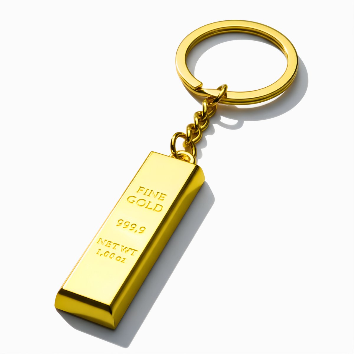 Ainy - Geluks Goudstaaf | Lucky gold bar charm sleutelhangers voor kinderen en volwassenen | goud geluksbrenger | auto sleutelhouder speelgoed gelukspoppetjes accessoires | cadeau voor mannen en vrouwen