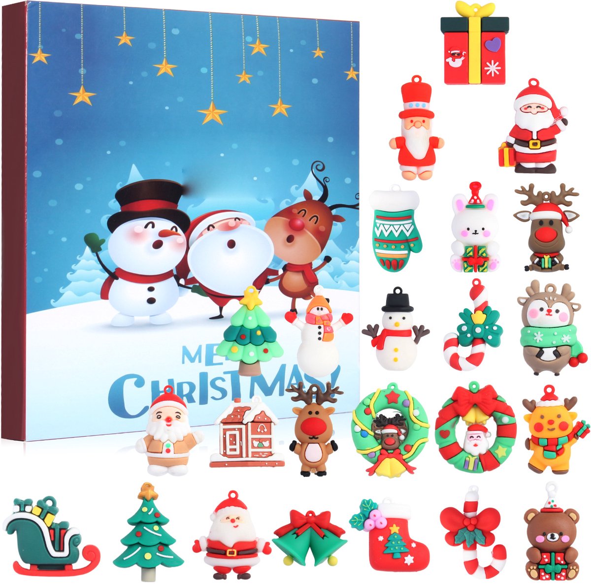 1 stuk - Blind box - Kerst blind box - Adventskalenders - 3D-beeldje hanger - 24-daagse verrassingsbox - Kerstboomversiering - Adventskalender - Countdown-cadeau - Diverse kleuren