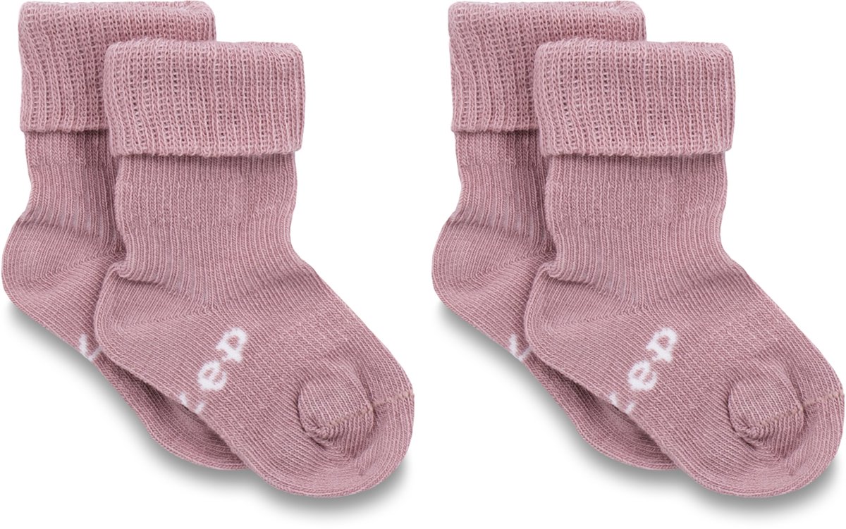 KipKep Blijf-sokjes - babysokjes - Mauve - Maat 0-6 maanden - 2-pack - zakken niet af
