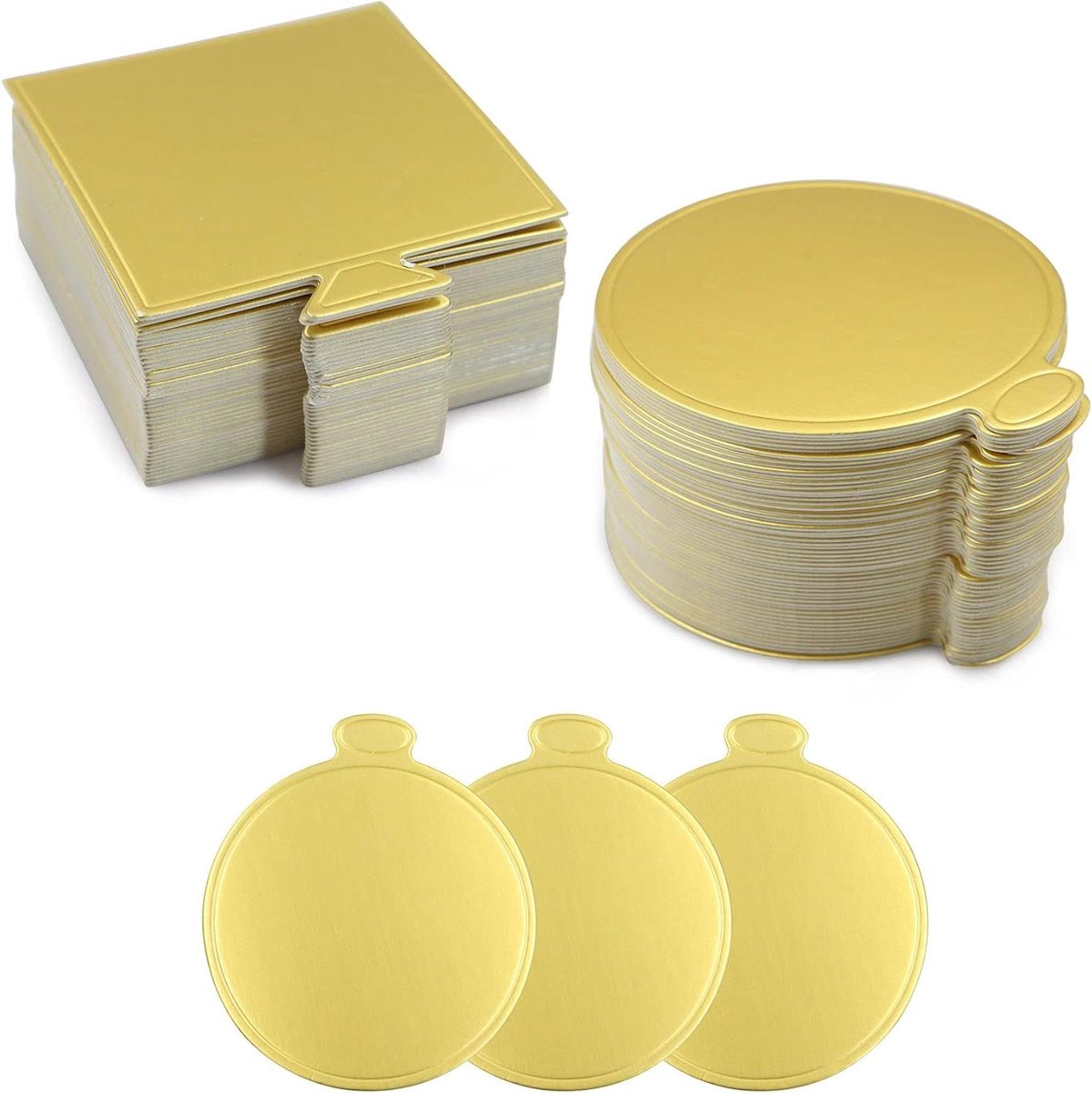 Provento - Kartonnen Cake Board voor taartdecoratie en bakaccessoires met gouden ronde taartplateaus - 100 stuks