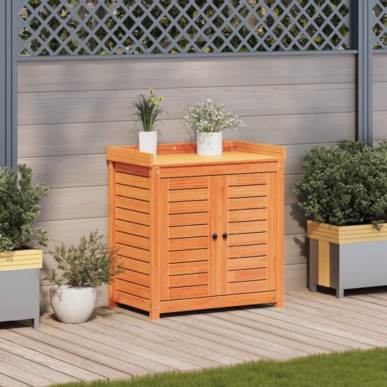 Table de rempotage avec étagères vidaXL 82,5 x 50 x 86,5 cm Pin Marron - Table de rempotage - Tables de remportage - Table de jardin - Table de rempotage