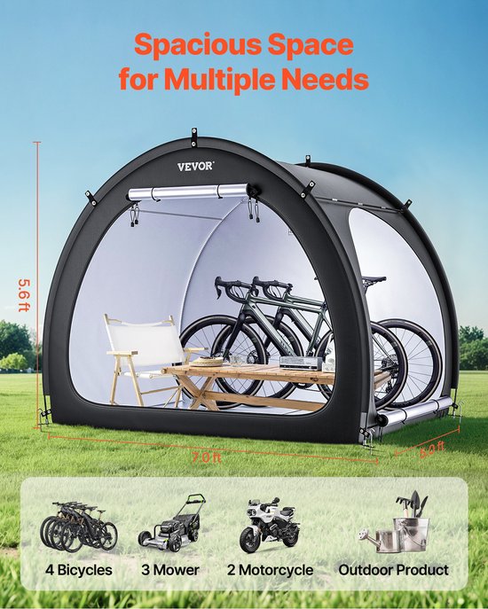 VEVOR Fiets Tent Fiets Garage Fietsstalling 4-5 Fietsen 1706x2133x1524mm van Vevor — afbeelding 5