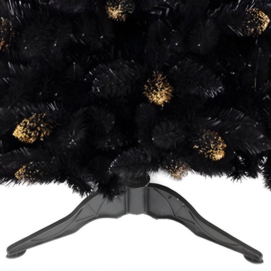 Zwart kunstkerstboom, Ghanese spar, PVC, goud, 150 cm