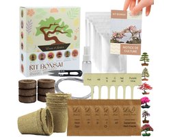 Bonsai Starters Kit - 6 Bonsai Soorten - 34 Delig - Met Gereedschap - Met Uitgebreide Instructies - Bonsai Zaden Kit - Binnen Boompje Kweken - Kamerplanten - Kweekset Kerstcadeau - 6 Biologisch Afbreekbare Potten