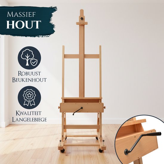 Artina Chevalet de peinture - Chevalet d'atelier en hêtre - 66x180 cm - Pise