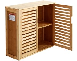 Badkamer Muurkast Met 2 Deuren en Instelbare Plank, Opslagorganizer Boven De Toilet, Muurgeplaatst Hangende Eenheid Met Planken voor Wasruimte, Keuken Of Badkamer