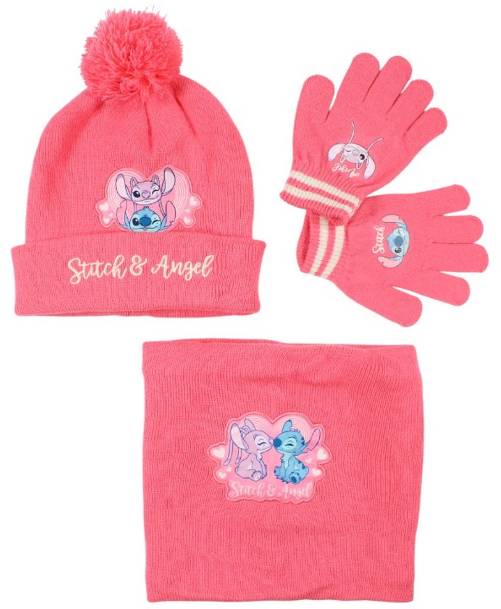 Lilo & Stitch & Angel winterset - Disney - muts snood handschoenen. Maat 52/54 - One Size.