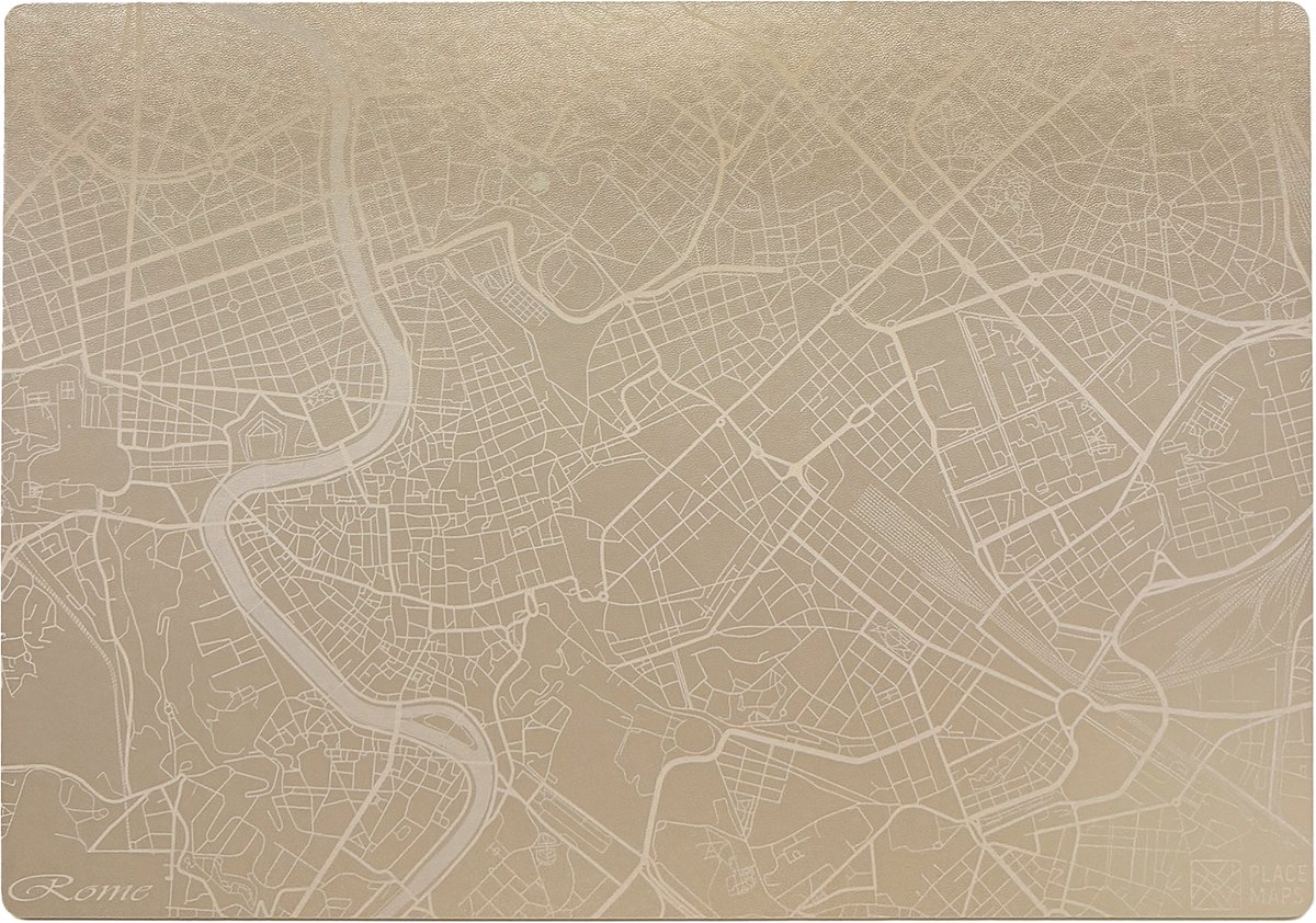 Place Maps Gegraveerde Kunstlederen Placemat Rome Champagne 1 stuk