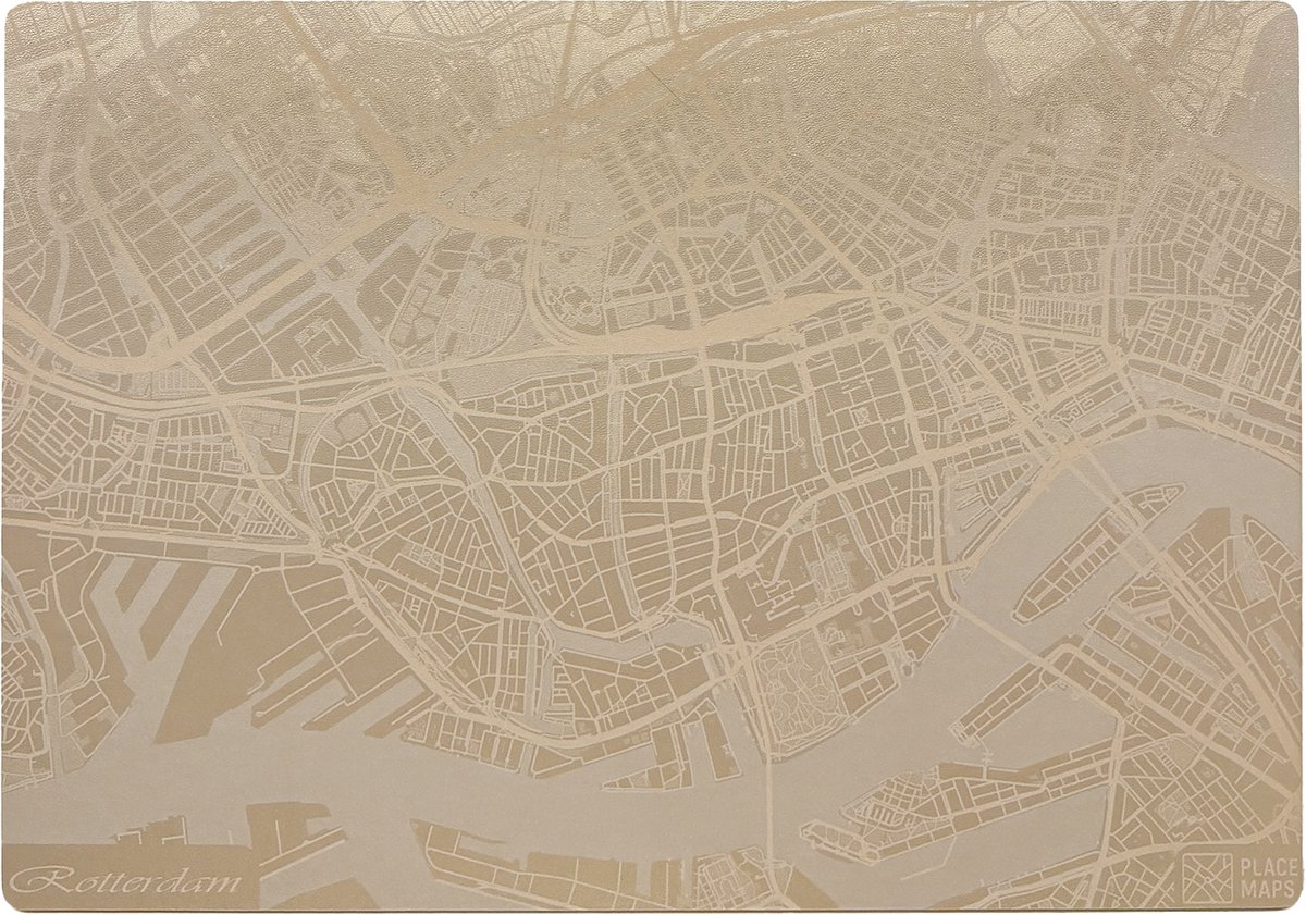 Place Maps Gegraveerde Kunstlederen Placemat Rotterdam Champagne 1 stuk