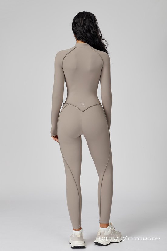 Fitbuddy Seamless Jumpsuit GZL105 – Oat Milk – Shaping, Respirant & Stretch – Combinaison de Sport sans coutures – Dames – Taille S