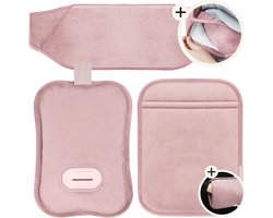 STAUS&BACH Bellune - Elektrische kruik met hoes - Warmwaterkruik met 3 warmtestanden (50°C tot 65°C) - 2 tot 10 uur Warm - Warmtekruik voor baby - Buikverwarmer, nekverwarmer en rugverwarmer - Menstruatie warmteband - Roze