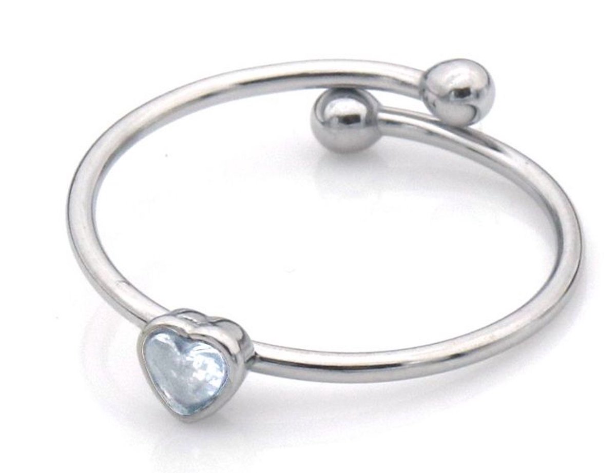 Hartjes ring - CZ Kristal - Verstelbaar - Stainless steel - Cadeautip - Damesdingetjes