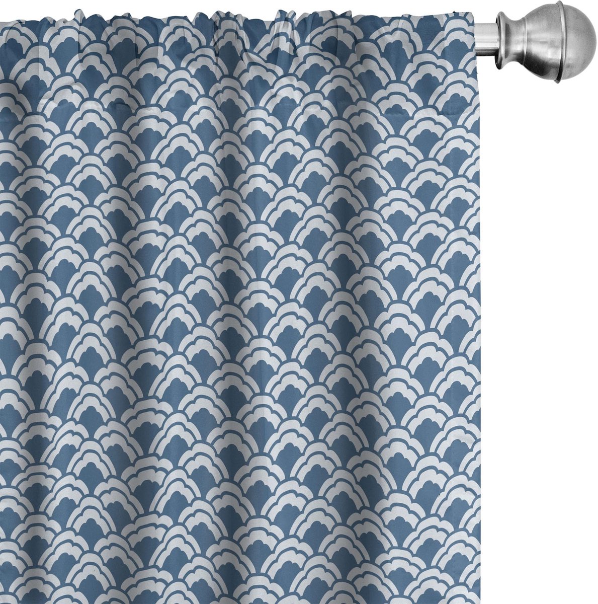 ABAKUHAUS Blau Weiss Voorhänge – 2x75x245 cm – Mikrofaser Blauw